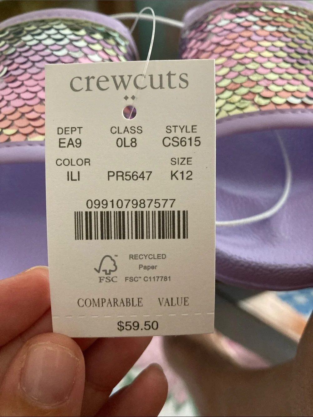 J. Crew Lavender Sequin Slide Sandals